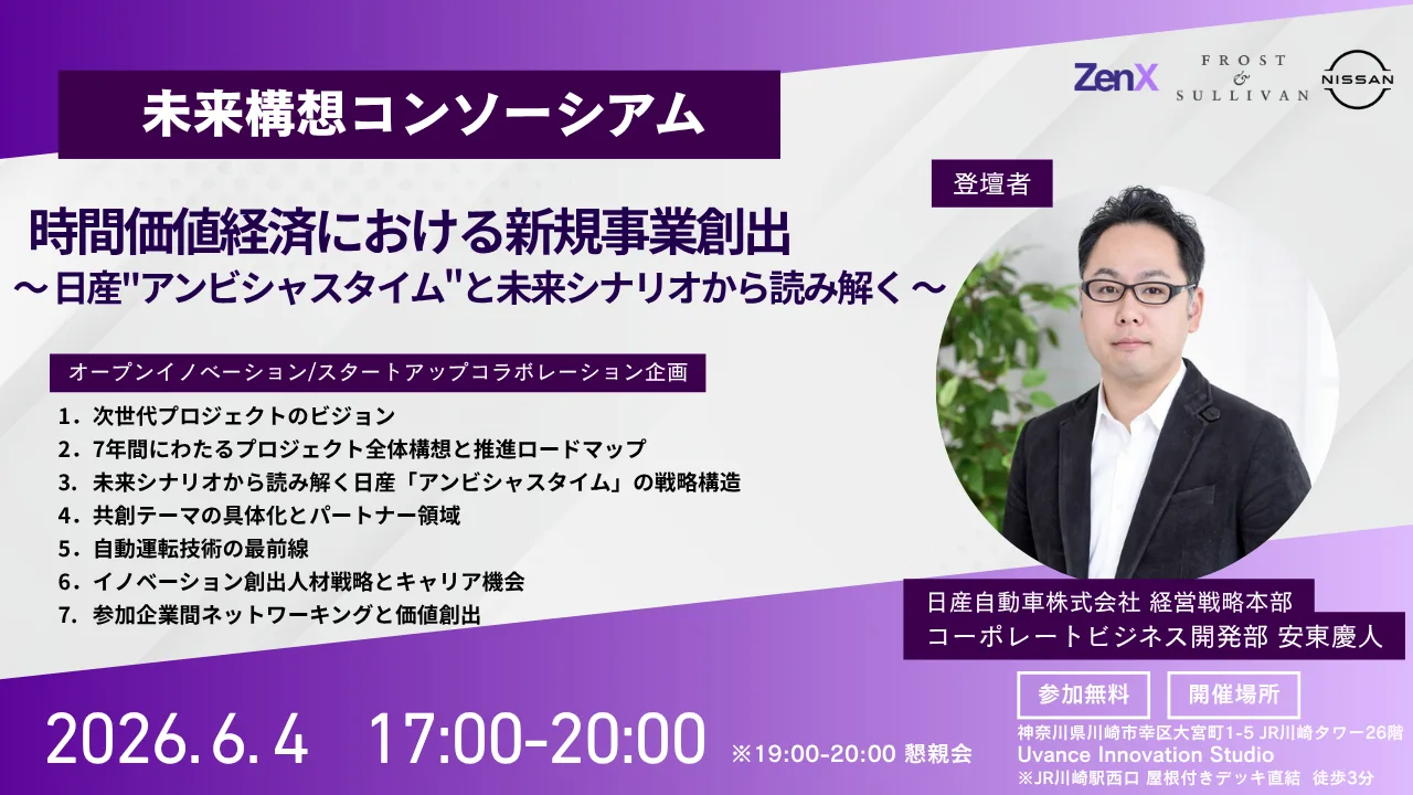 日産自動車「アンビシャスタイム」と未来シナリオを起点に、大企業×スタートアップ共創による新規事業創出の実践論を解説